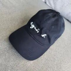 agnes b. ロゴ刺繍 キャップ 黒 ブラック アニエスベー TU