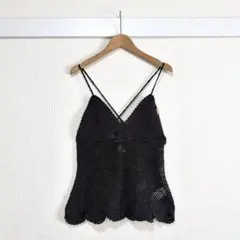 トミー クロシェ編み キャミソール ブラック M ビスチェ 透かし レイヤードのサムネイル