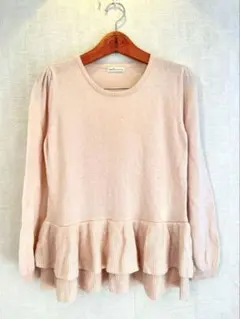 【未使用】earth music & ecology フリルニット ピンク M