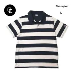 Champion チャンピオン 星柄刺繍 太ボーダー ポロシャツ ネイビー L