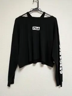 CECIL Mc BEE×FILA オフショルダー ブラック トレーナー