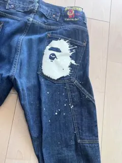 【美品】 APE ⭐︎ エイプ　ペイント加工 ストレートデニム