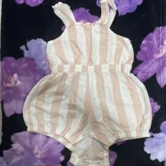 ストライプロンパース サイズ80 ピンク・ホワイト