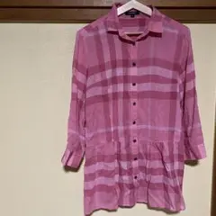 Burberry ピンク シャツワンピース ベルト付 チェック柄 38