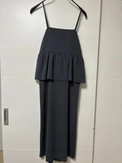 フリルデザイン キャミワンピース ダークグレー
