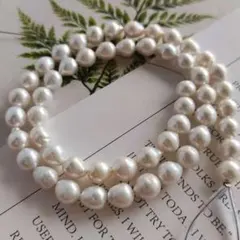 P563-15天然淡水パールビーズ ホワイトグレー系 約6〜7mm ハンドメイド