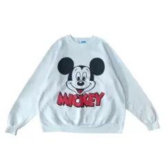 80s ディズニー ミッキーマウス プリント スウェット 白 アメリカ製
