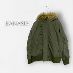 【ジーナシス】ミリタリージャケット アウター ファー付きフード リブ ポケット
