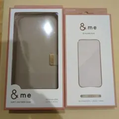 &me ソフトレザーケース iPhone15 グレージュ ガラスフィルム付き