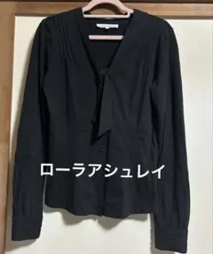 ローラ アシュレイ 長袖ボウタイカットソーブラウスのサムネイル