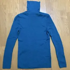 ユニクロ　ブルーグリーン　タートルネックニット　Lサイズ　タイトニット