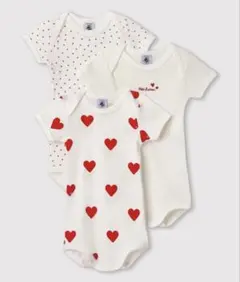 Petit Bateau ハート柄ロンパース 3枚セット