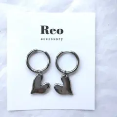 №1903ハートチャームシルバーフープピアス