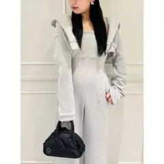 パーカー×カットオールインワンセット　グレー　0