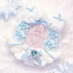 ティアラ 猫 B7 バレエコア パールリボン トレカ 硬質 ケース デコ レース ࣪˖ ִֶָ   Pink × lightblue.♡ ྀི ☑ エンジェルねこ