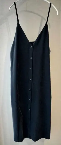 GU ジーユー 黒 キャミワンピース ロング丈 前面ボタン付き Lサイズ