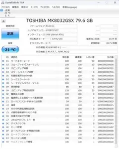■良品PC用9.5mm厚 東芝 HDD 2.5インチSATA 80GB