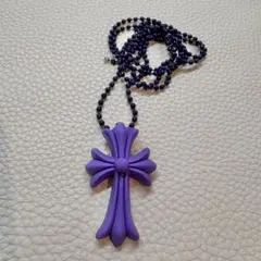 ラバーネックレス　シリコンネックレス　十字架　クロス　紫　パープル
