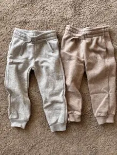 H&M 裏起毛ジョガーパンツセット グレー ベージュ