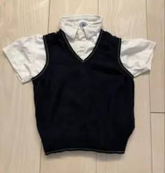 J.PRESS(100cm)白半袖ポロシャツ+紺ベスト