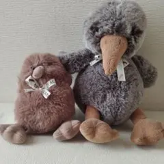 キーウイ鳥のぬいぐるみ親子２点