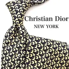 【大特価】Christian Dior ネクタイ クリーム ブラック ロゴ　総柄