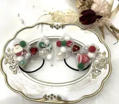 No.528♡クリスマス♡ポンポンリボン♡ヘアゴム♡ハンドメイド♡
