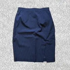 ネイビー ピンストライプ タイトスカート ストレッチ 裏地付き 11号 L相当のサムネイル