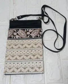 インド刺繍 帯 スマホショルダーバッグ サコッシュ