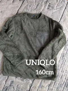 美品【 UNIQLO】キッズ フリースプルオーバー オリーブグリーン 160