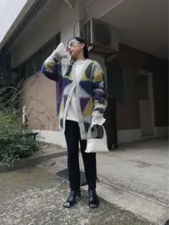 COLOR BLOCK OVER KNIT CARDIGAN