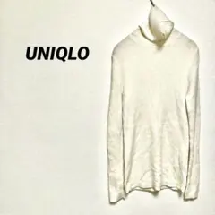 4757U ユニクロ リブタートルネックセーター M 長袖 ニット ホワイト