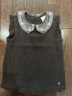 プティマイン　リブ　ノースリーブ 90 タンクトップ　レース　刺繍　Tシャツ