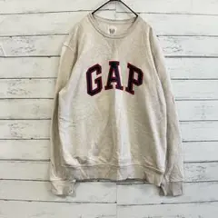 GAP ギャップ スウェット トレーナー S ベージュ 裏起毛 ロゴ メンズ
