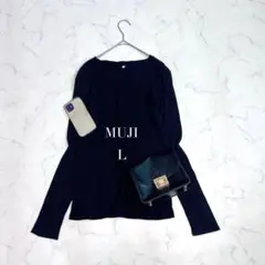 無印良品/リブカットソー/長袖Tシャツ/ロンT/Lサイズ/クールネック☘️のサムネイル