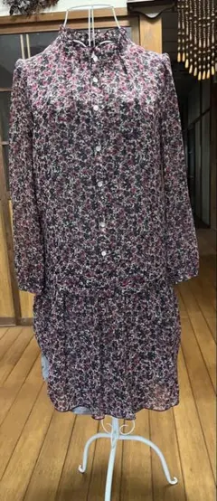 pour la frime 花柄長袖チュニック サテンインナー付き　上品　デートのサムネイル