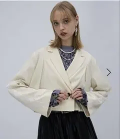 新品未使用【SET UP対応 LADIES】ジャガードラインシ ヨートジャケット