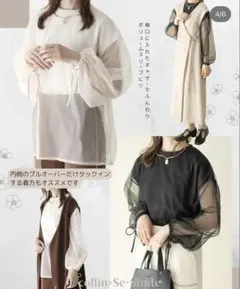 ☆ 美品 AMAIL アマイル 袖シアー ボリューム カットソー フリー 