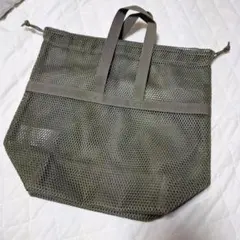 無印良品 メッシュ 持ち手付き巾着 カーキのサムネイル