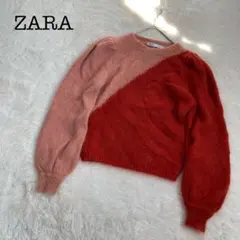 ZARA ニット セーター モヘヤ ウール アルパカ ピンク レッド 長袖