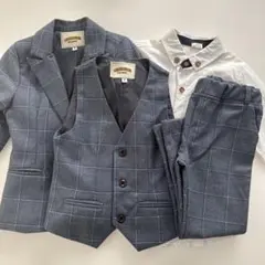 美品♡フォーマルスーツ 4点セット 男の子 入学式110cmグレー チェック