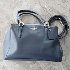 美品】COACH 2way ショルダーバッグ ハンドバッグ ネイビー - メルカリ