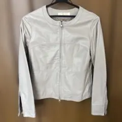 NATURAL BEAUTY BASIC グレー ジュ　レザージャケット