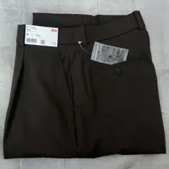 ユニクロ タックワイドパンツ ダークブラウン 38 茶色 新品未使用タグ付き