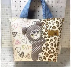 コヤンイサムチョン★ひょっこりくまさん着ぐるみトートバッグ　ハート×レオパード