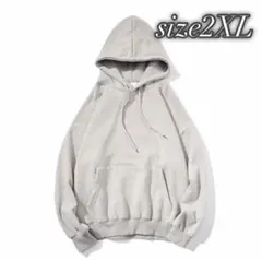 1080パーカー ライトグレー 2XL ダボゆったり大きめ スウェット y2k