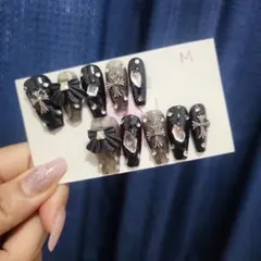ネイルチップ・付け爪 Mサイズ ブラック グレー