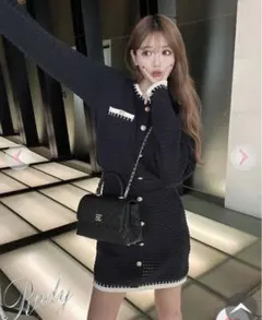 Rady ゴールドボタンニットワンピース