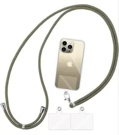 匿名配送✨ スマホストラップ ショルダーストラップ タグパッチ付き カーキ