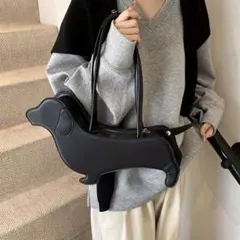 Dachshund ダックスフント型 レザー ショルダーバッグ　ハンドバッグ